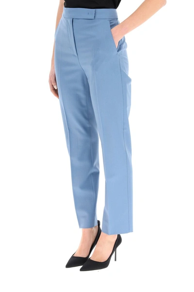 Shop Max Mara Tempo Trousers In Mohair Wool In Azzurro