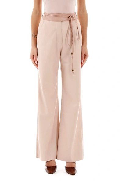 Shop Nanushka Faux Leather Trousers In Blush Patchwork