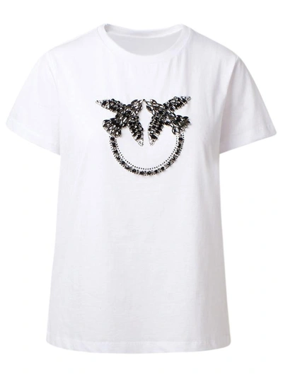 Shop Pinko T-shirt Quentin Logo Bianca In White