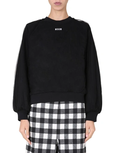 Shop Msgm Crew Neck Sweatshirt In Black