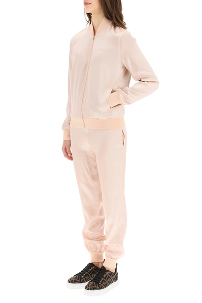 Shop Fendi Roma Satin Tracksuit In Pink