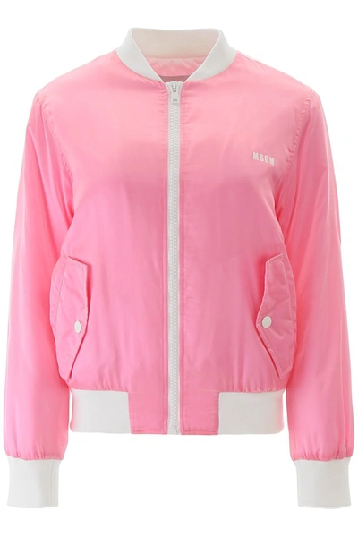 Shop Msgm Bomber Jacket In Rosa