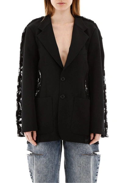 Shop Maison Margiela Jacket With Lace Insert In Black