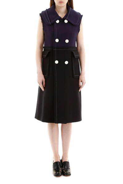 Shop Marni Bicolor Vest In Black Light Navy