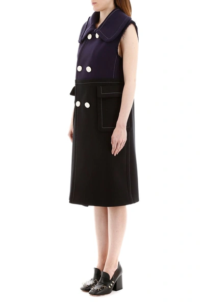 Shop Marni Bicolor Vest In Black Light Navy