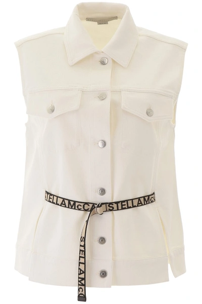 Shop Stella Mccartney Belted Vest In Organic White