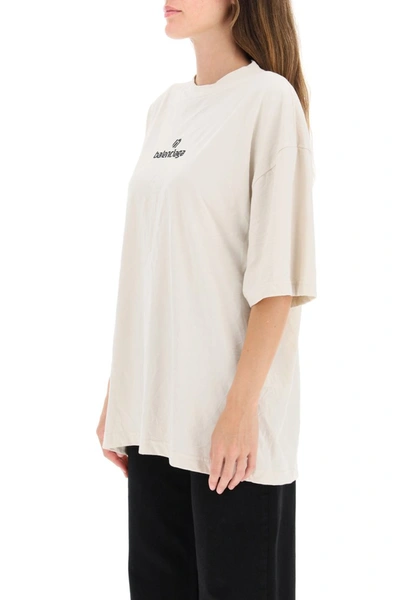 Shop Balenciaga Sponsor T-shirt With Logo In Chalky White Black
