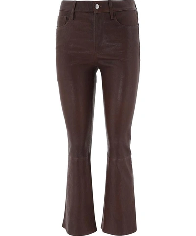Shop Frame "le Crop Mini Boot" Pants In Brown