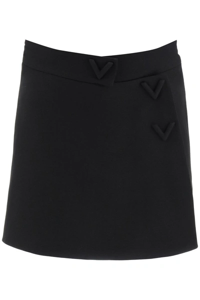 Shop Valentino Couture V Crepe Shorts In Nero
