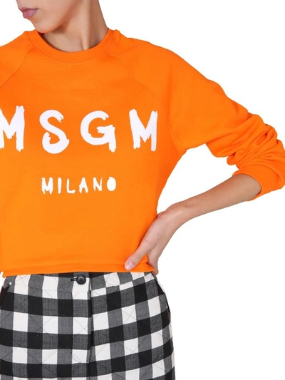 Shop Msgm Crew Neck Sweatshirt In Orange