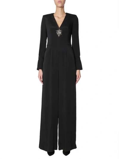 Shop Alberta Ferretti Jumpsuit With Jewel Applications In Black