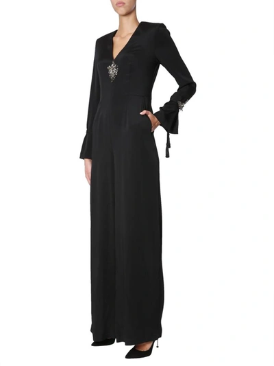 Shop Alberta Ferretti Jumpsuit With Jewel Applications In Black