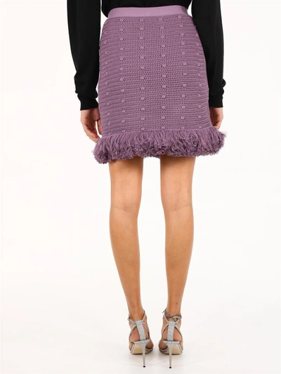 Shop Bottega Veneta Fringed Skirt Purple