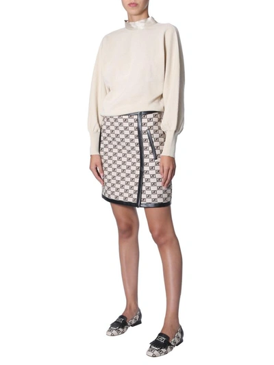 Shop Alberta Ferretti Logo Story Jacquard Skirt In White