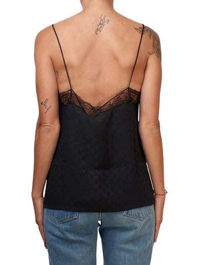 Shop Gucci Top Seta Pizzo Nero In Black