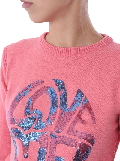 Shop Alberta Ferretti "love Me" Sweater In Fuchsia