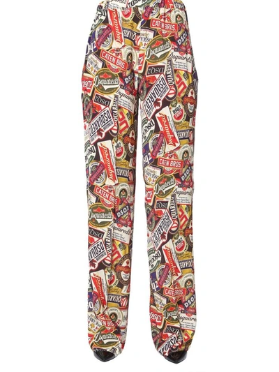 Dsquared2 Printed Palazzo Pants In Multicolour