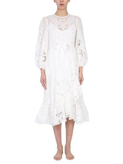 Shop Zimmermann "lulu" Dress In White