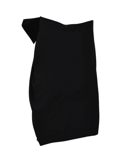 Saint Laurent Bow-embellished Strapless Crepe Dress In Black