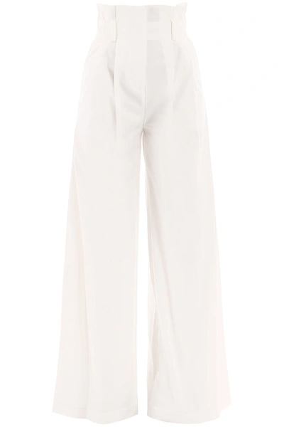 Shop A.w.a.k.e. Mode High-waist Flared Pants In Off White