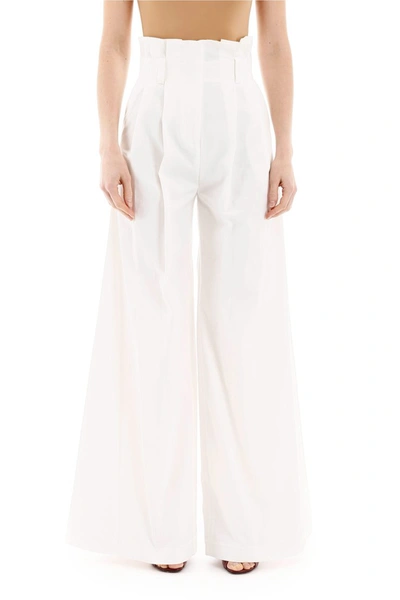 Shop A.w.a.k.e. Mode High-waist Flared Pants In Off White