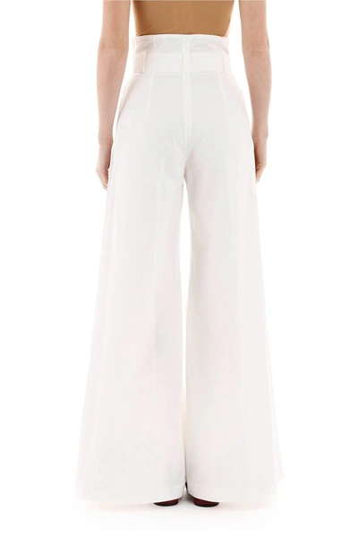 Shop A.w.a.k.e. Mode High-waist Flared Pants In Off White