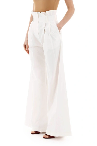 Shop A.w.a.k.e. Mode High-waist Flared Pants In Off White