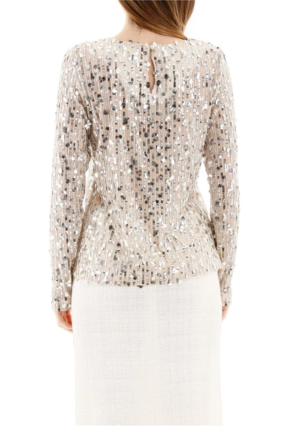 Shop In The Mood For Love Mame Sequined Top In Beige Silver
