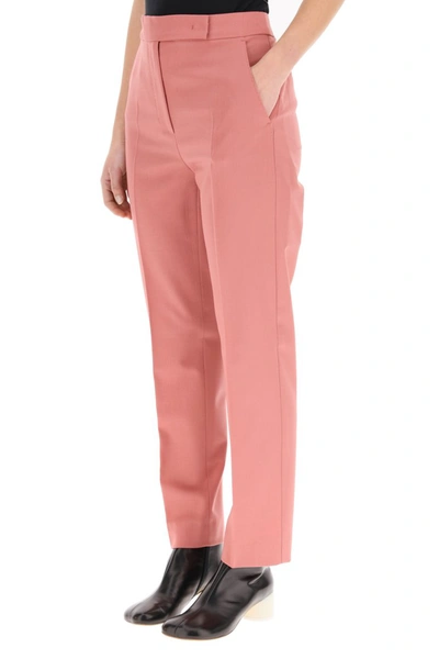 Shop Max Mara Tempo Trousers In Mohair Wool In Rosa