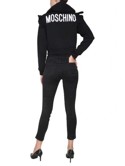 Shop Moschino Cropped Sweatshirt In Black