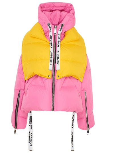 Shop Khrisjoy Yellow And Pink Khris Puffer Down Jacket