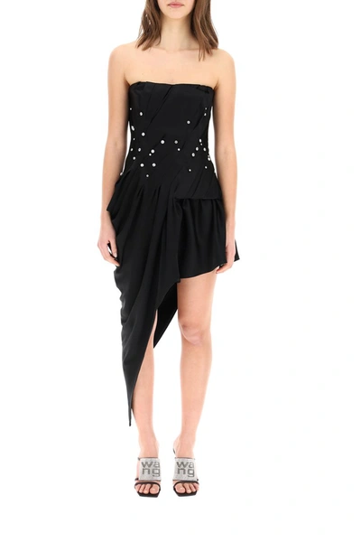 Shop Alexander Wang Bustier Dress With Crystals In Black