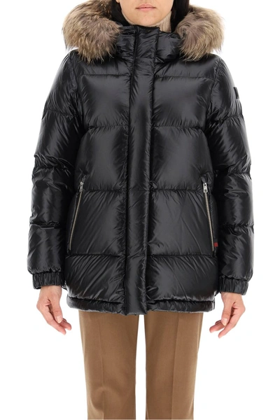 Shop Woolrich Aliquippa Down Jacket With Murmasky Fur In Black