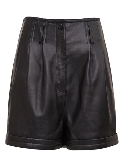 Shop Saint Laurent Leather Shorts In Black