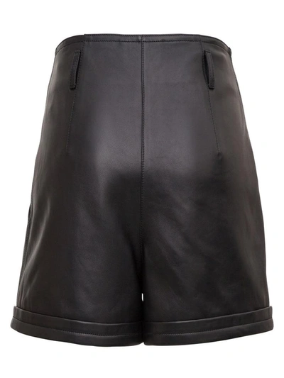 Shop Saint Laurent Leather Shorts In Black