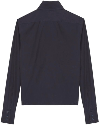 Shop Saint Laurent Ruffles Shirt Blue