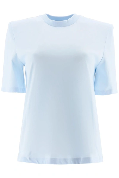 Shop Attico The  Bella T-shirt With Padded Shoulders In Blu Cielo