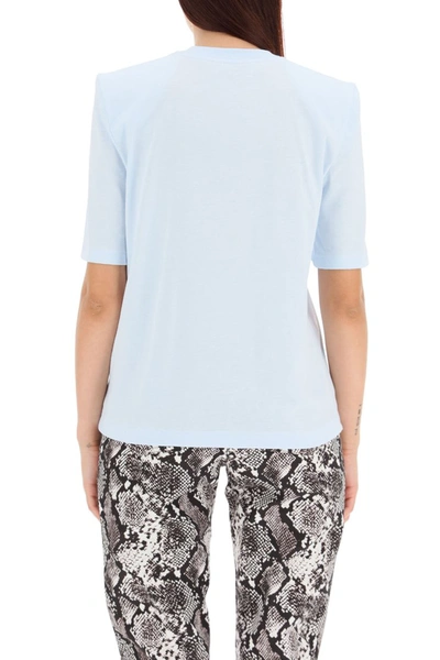 Shop Attico The  Bella T-shirt With Padded Shoulders In Blu Cielo