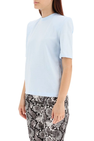Shop Attico The  Bella T-shirt With Padded Shoulders In Blu Cielo