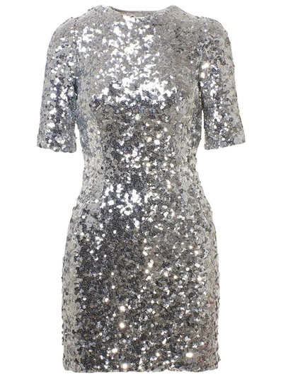 Shop Dolce & Gabbana Vestito Paillettes Argento In Silver