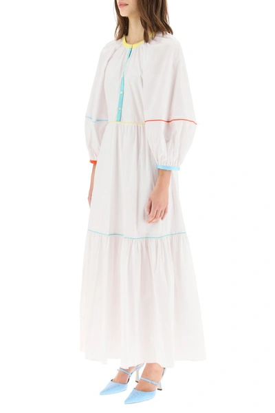 Shop Staud Demi Cotton Dress With Piping In White Multi