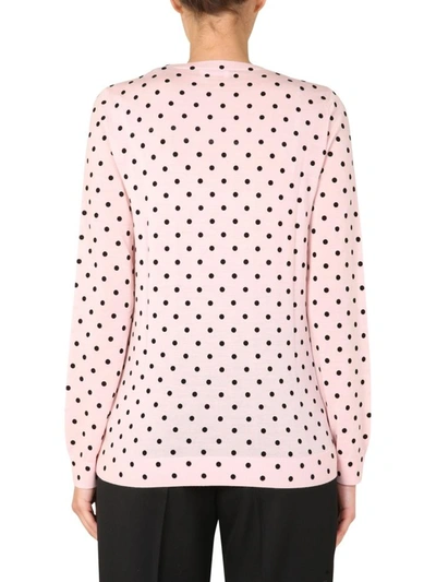 Shop Red Valentino Sweater With Polka Dot Print In Pink