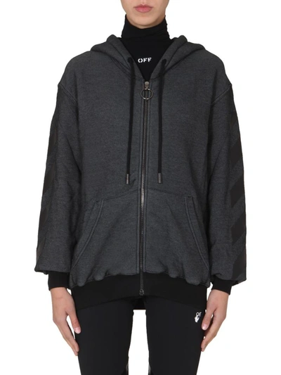 Shop Off-white Hooded Sweatshirt With Zip In Black