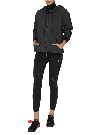 Shop Off-white Hooded Sweatshirt With Zip In Black