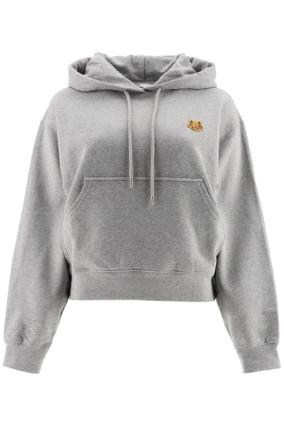 Shop Kenzo Tiger Patch Hoodie In Gris Perle