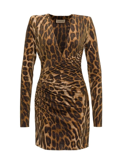 Shop Alexandre Vauthier Leopard Dress In Beige