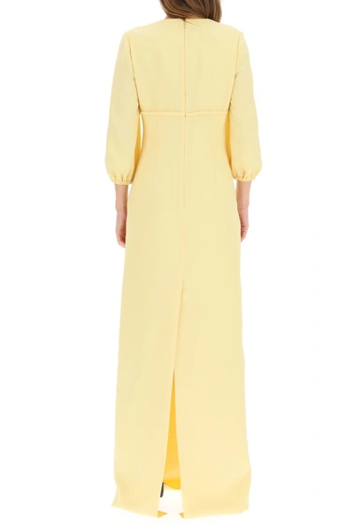 Shop Miu Miu Sable Bow Long Dress In Vaniglia