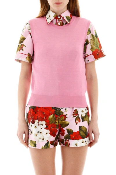 Shop Dolce & Gabbana Sleeveless Knit In Rosa Confetto Scuro