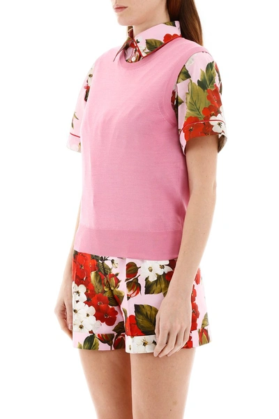 Shop Dolce & Gabbana Sleeveless Knit In Rosa Confetto Scuro
