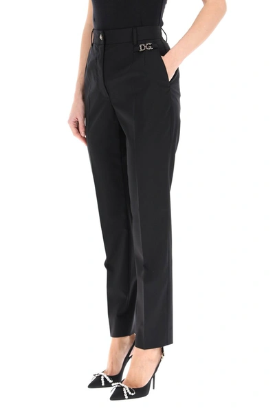 Shop Dolce & Gabbana Pants With Dg Decoration In Nero